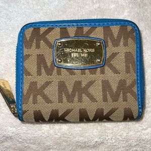 Tan and Blue Michael Kors Wallet